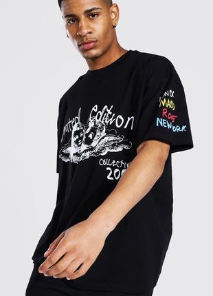 Футболка boohoo oversized cherub graffitі