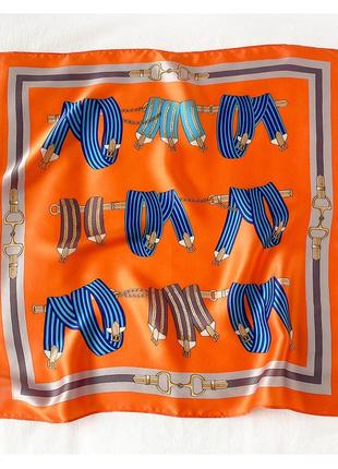Женский платок косынка шелковая молочно-оранжевый стильный 70*70 см2 фото