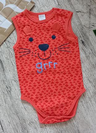 Боді - майка тигрик з вушками для хлопчика розмір 86-92 / боді майка для хлопчика тигреня з вушками