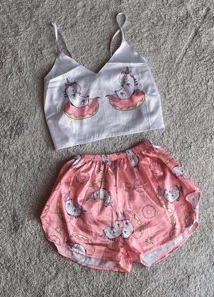 Піжама атласна пижама шорти топ шорты