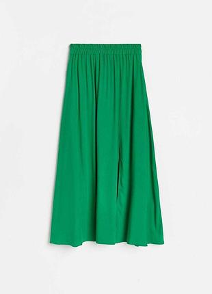 Яскрава довга віскозна спідниця міді максі з розрізом з високою посадкою на резинці reserved довга спідниця міді максі розрізом високою посадкою