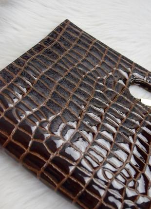 Сумка сумочка коричнева лакована клатч квадратна оригінальна вінтажний стиль рептилія7 фото
