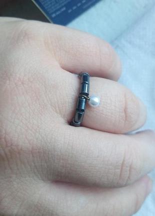 Кольцо гематит  handmade 2