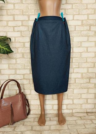 Нова нарядна спідниця міді імітація під джинс в синьому кольорі, розмір 2-3хл