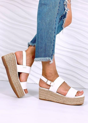 Плетені босоніжки на платформі / плетінки босоніжки 🌿 платформа сандалі танкетка4 фото