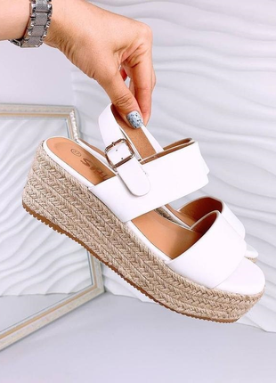 Плетені босоніжки на платформі / плетінки босоніжки 🌿 платформа сандалі танкетка3 фото