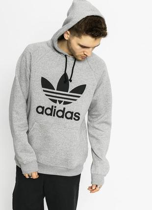 Кофта худі adidas originals trefoil hoodie in grey