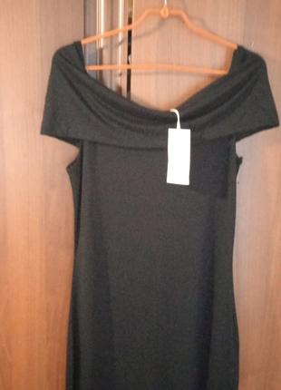 Uk12 fr40 "warehouse deep bardot",новое платье джерси черное7 фото
