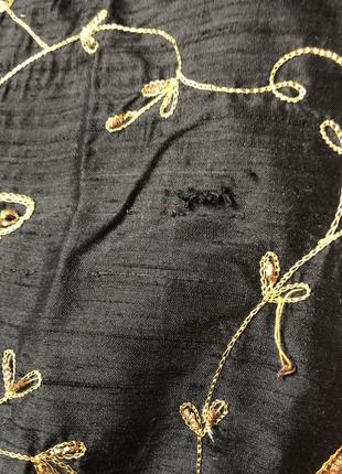 Винтажный жакет с богатой вышивкой черный с золотом бабочки6 фото