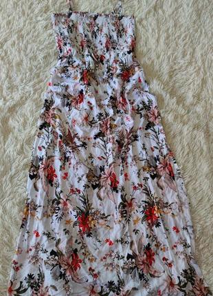Красивенное платье сарафан с разрезами в цветочный принт 100 % вискоза1 фото