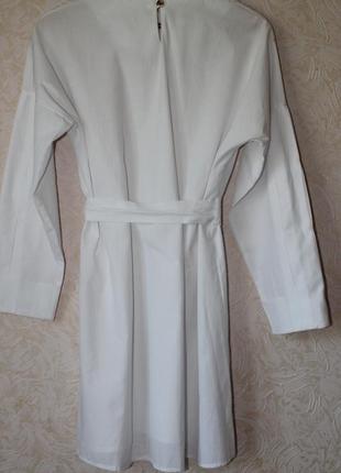Белое платье пышный рукав натуральная ткань новое хлопок 442 фото