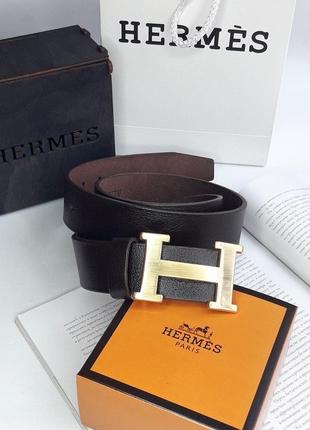 Ремень пояс мужской кожаный в стиле hermes/ ремінь пояс пасок чоловічий шкіряний