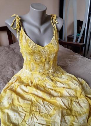 Яскраве жовте літнє плаття на бретелях хлопок  38 р2 фото