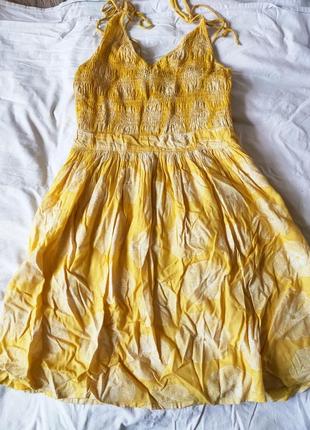 Яскраве жовте літнє плаття на бретелях хлопок  38 р3 фото