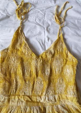 Яскраве жовте літнє плаття на бретелях хлопок  38 р4 фото