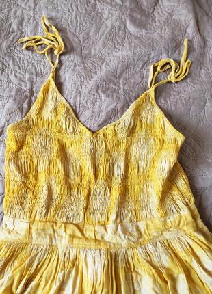 Яскраве жовте літнє плаття на бретелях хлопок  38 р5 фото