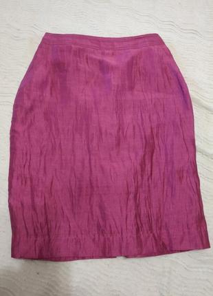 Шикарная льняная юбка с карманами и шлицей l  artigiano10 фото