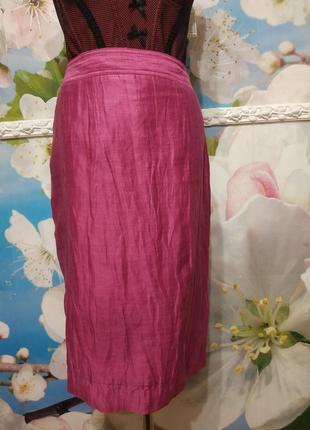 Шикарная льняная юбка с карманами и шлицей l  artigiano7 фото