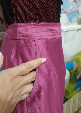 Шикарная льняная юбка с карманами и шлицей l  artigiano3 фото