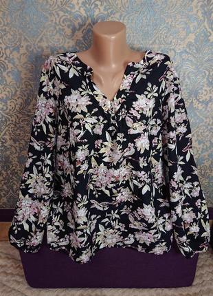 Красивая женская блуза в цветы блузка блузочка большой размер батал 48 /50 /526 фото