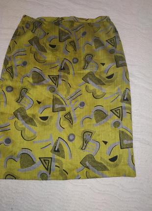 Шелковая 100%silk юбка со шлицей сзади футляр 12р10 фото
