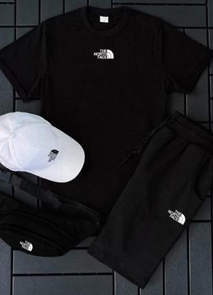 Акция комплект шорты + футболка + кепка + бананка тнф норс фейс tnf the north face костюм летний