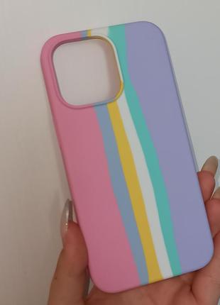 Розпродаж🔥чохол silicone case protective на iphone 13 pro, матовий силіконовий бампер райдужний на айфон 13 про