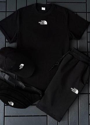 Акция комплект шорты + футболка + кепка + бананка тнф норс фейс tnf the north face костюм летний