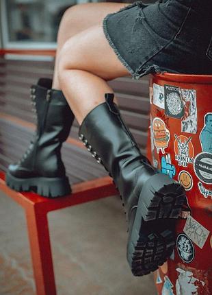 Якісні шкіряні черевики берци високі з натуральної шкіри черевики шкіряні чоботи на шнурівці берци демі демі зима