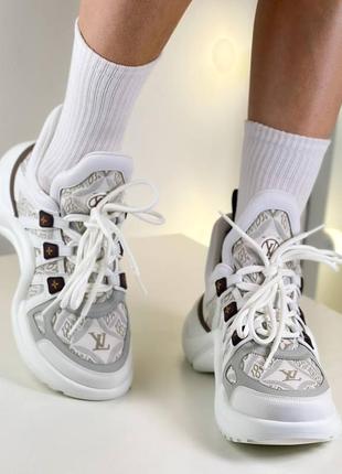 Кросівки жіночі білі брендові хвиля в стилі луї вітон louis vuitton