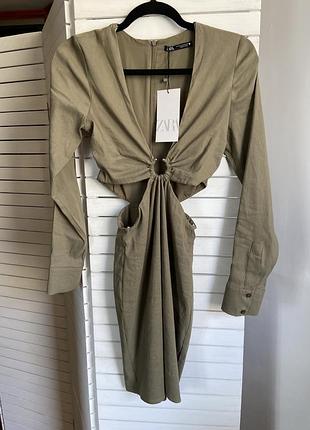 Плаття zara сукня оливкова нова колекція натуральна
