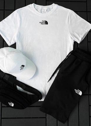 Акция комплект шорты + футболка + кепка + бананка тнф норс фейс tnf the north face костюм летний