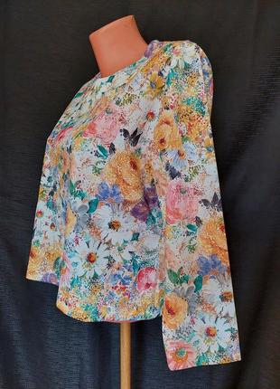 Винтажная блуза с  круглой горловиной в нежный цветочный принт diana martin london(размер 40-42)4 фото