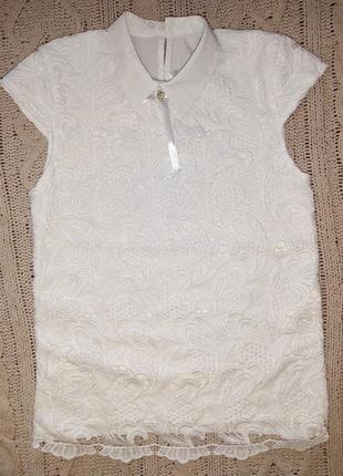 Белая школьная блузка рубашка на 9-12 лет