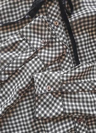 Легка сорочка блуза в чорно-білу клітинку stradivarius6 фото