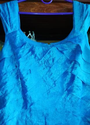 Шикарне плаття жіноче блакитне кольору морської хвилі5 фото