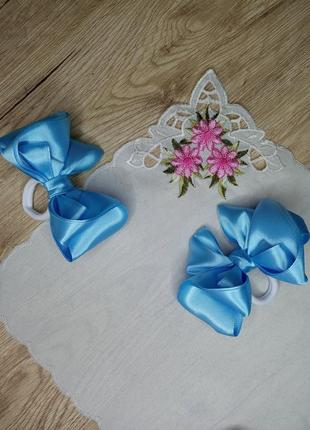 Блакитні атласні бантики на гумці
