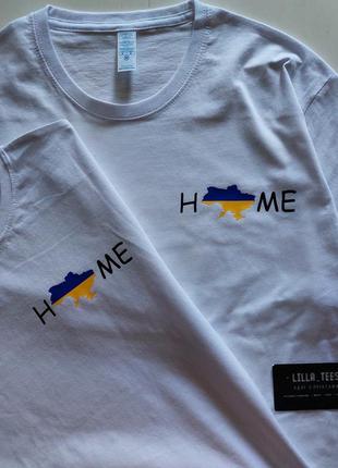 Футболка біла home україна карта мапа прапор4 фото