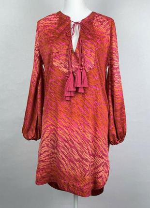 Шикарное яркое сочное платье от h&m, пляжная туника с кисточками1 фото