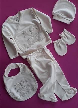 Набір / комплект святковий / на виписку / на хрестини / повзунки / сорочка 0-3м