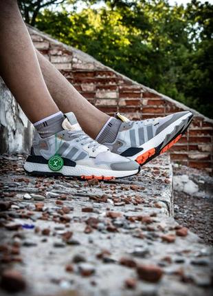 Adidas nite jogger grey two solar orange best sale