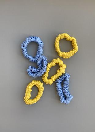 Шовкові резинки для волосся, тонкі резинки для дівчат, жовто-синя резинка3 фото