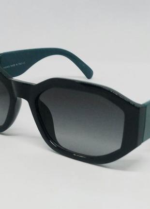 Versace хитовые женские солнцезащитные очки оправа черная дужки темно бирюзовые