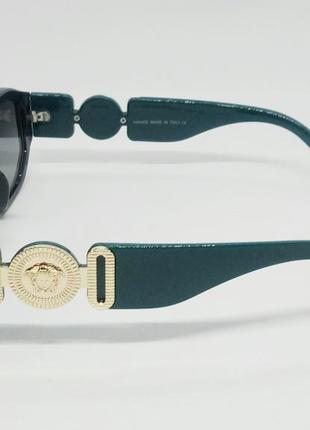 Versace хітові жіночі сонцезахисні окуляри чорна оправа дужки темно бірюзові3 фото