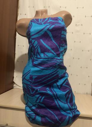 Льняное  платье без бретелек