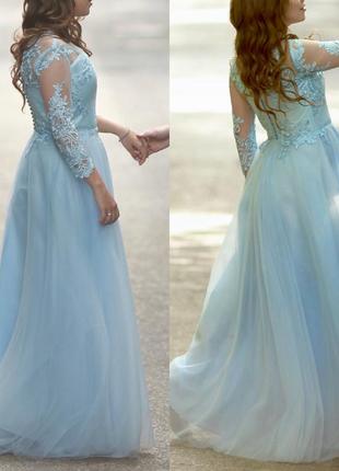 Свадебное платье небесного цвета, 44-46, s-m6 фото