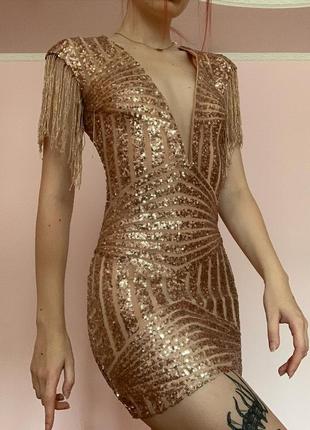 Нова розкішна золота святкова сукня