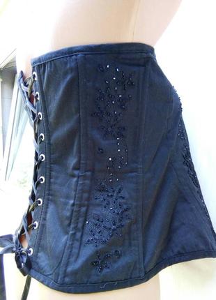 Роскошный,нарядный,вечерний черный карсет расшит бисером,большой размер.