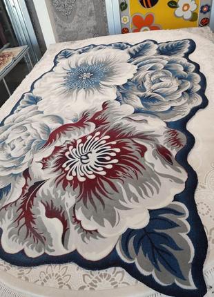 Ковёр 2х3м резной фигурный цветной с   рисунком цветы