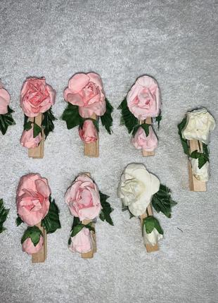 Набір прекрасних святкових декоративних прищепок з квітами2 фото